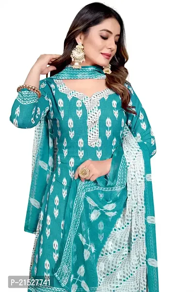 Rajnandini Teal Cotton Printed Dress Material with Dupatta-thumb4