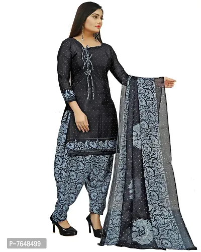 Rajnandini Women Navy Blue Cotton Printed Unstitched Salwar Suit Material-thumb3