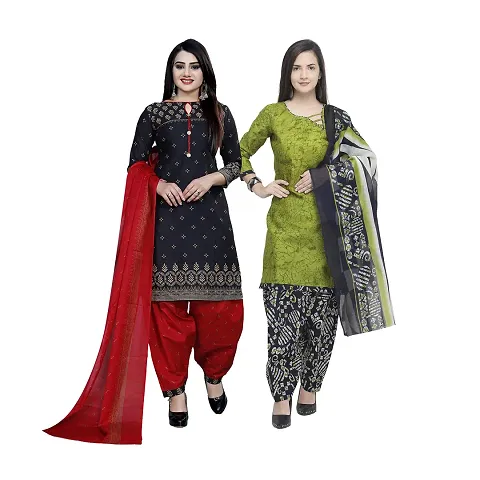 Stylish Cotton Printed Unstitched Suit - Pack of 2