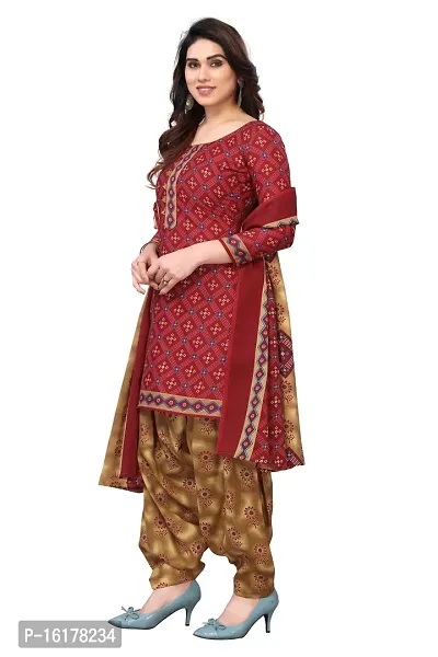 Rajnandini Womens Maroon Cotton Printed Unstitched Salwar Suit Material-thumb3