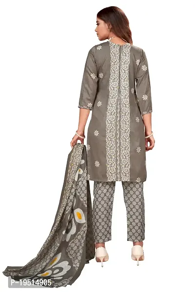 Elegant Multicoloured Cotton Printed Dress Material With Dupatta For Women-thumb3