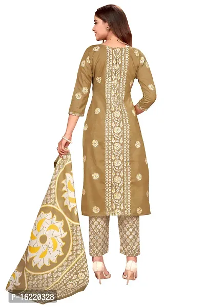 Elegant Multicoloured Cotton Printed Dress Material With Dupatta For Women-thumb4