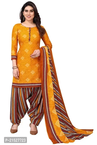 Rajnandini Yellow Cotton Printed Dress Material with Dupatta-thumb0