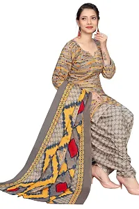 Elegant Grey Cotton Printed Straight Kurta, Bottom And Dupatta Set For Women-thumb3