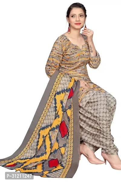 Elegant Grey Cotton Printed Straight Kurta, Bottom And Dupatta Set For Women-thumb4