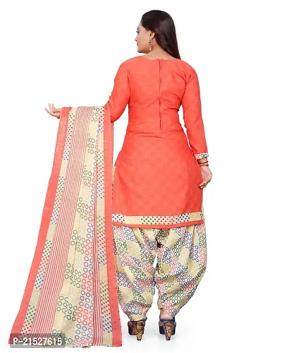 Rajnandini Peach Cotton Printed Dress Material with Dupatta-thumb2