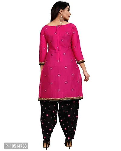 Elegant Magenta Cotton Printed Dress Material With Dupatta For Women-thumb5