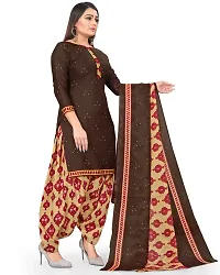 Rajnandini Brown Cotton Printed Dress Material with Dupatta-thumb3