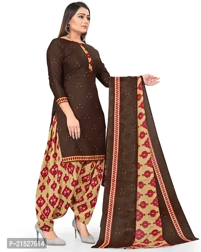 Rajnandini Brown Cotton Printed Dress Material with Dupatta-thumb4