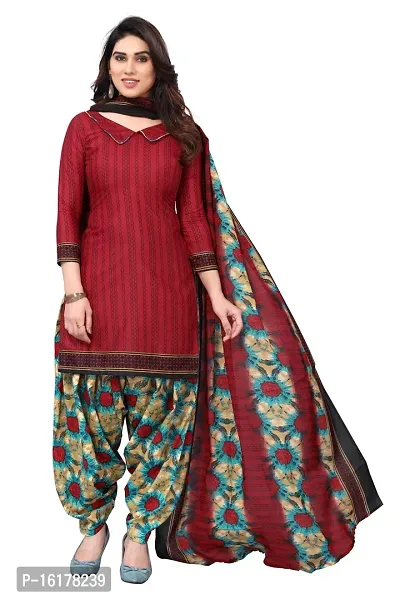 Rajnandini Womens Maroon Cotton Printed Unstitched Salwar Suit Material