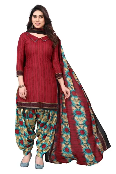 Elegant Blend Dress Material with Dupatta For Women