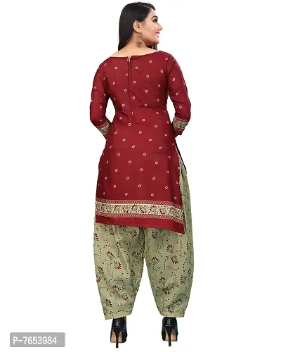 Rajnandini Women Olive Green And Red Cotton Printed Unstitched Salwar Suit Material (Combo Of 2)-thumb5