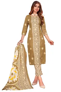 Elegant Multicoloured Cotton Printed Dress Material With Dupatta For Women-thumb1