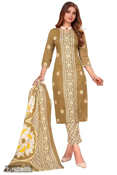 Elegant Multicoloured Cotton Printed Dress Material With Dupatta For Women-thumb2