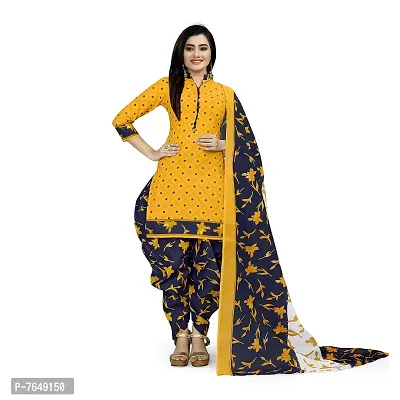 Rajnandini Women Beige And Yellow Cotton Printed Unstitched Salwar Suit Material (Combo Of 2)-thumb3