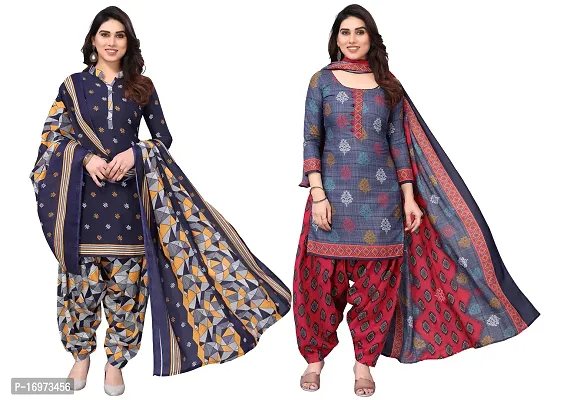 Stylish Women Cotton Printed Unstitched Dress Material (Combo of 2)