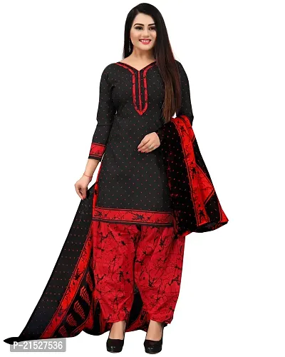 Rajnandini Black Cotton Printed Dress Material with Dupatta-thumb0