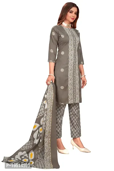 Elegant Multicoloured Cotton Printed Dress Material With Dupatta For Women-thumb4