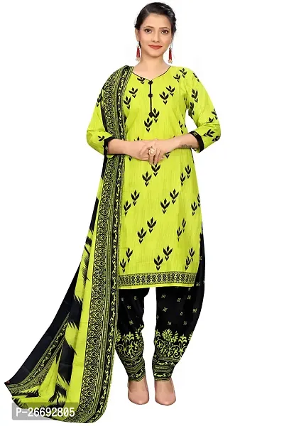 Beautiful Yellow Cotton Blend Kurta Bottom and Dupatta Set For Women-thumb0