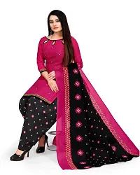 Elegant Magenta Cotton Printed Dress Material With Dupatta For Women-thumb2