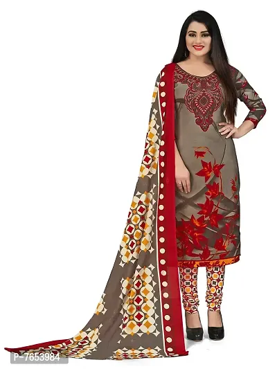 Rajnandini Women Olive Green And Red Cotton Printed Unstitched Salwar Suit Material (Combo Of 2)-thumb2