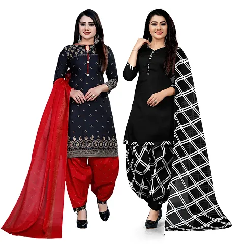 Stylish Cotton Printed Unstitched Suit - Pack of 2