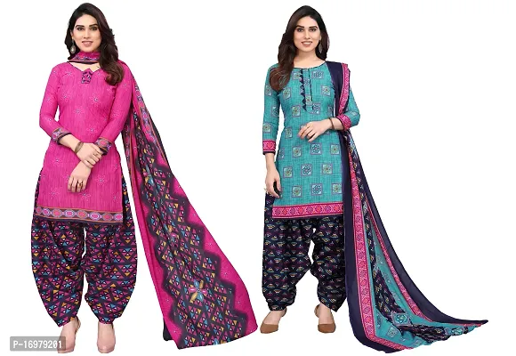 Multicolor Cotton Printed Unstitched Dress Material (Combo of 2)