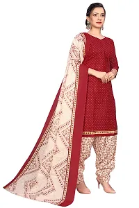 Elegant Maroon Cotton Printed Straight Kurta, Bottom And Dupatta Set For Women-thumb2