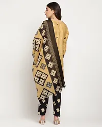 Elegant Beige Cotton Printed Straight Kurta, Bottom And Dupatta Set For Women-thumb1