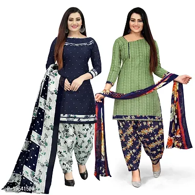 Rajnandini Multi-coloured Cotton Printed Unstitched Salwar Suit Material (Combo of 2)-thumb0