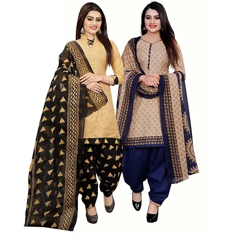 Stylish Cotton Printed Unstitched Suit - Pack of 2