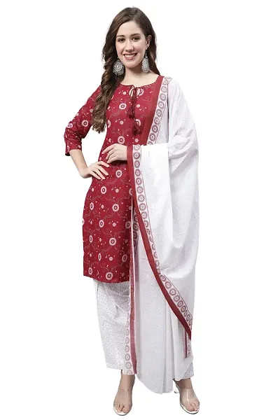 Elegant Straight Kurta, Bottom And Dupatta Set For Women