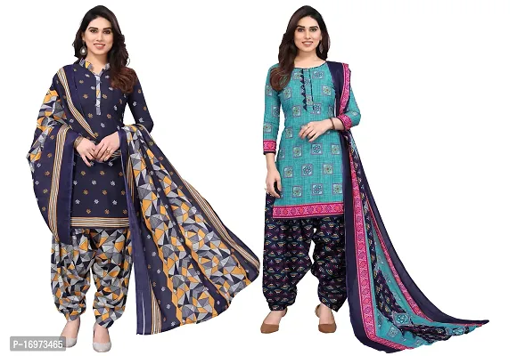 Stylish Women Cotton Printed Unstitched Dress Material (Combo of 2)