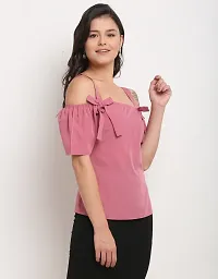 Stylish Pink Coloured Polyester Opaque Solid Western Top-thumb1