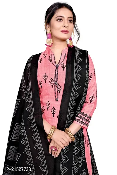 Rajnandini Peach Cotton Printed Dress Material with Dupatta-thumb4