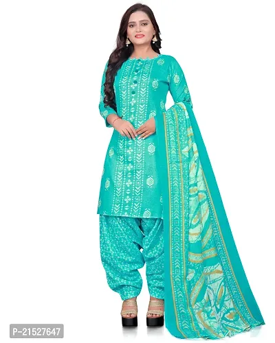 Rajnandini Green Cotton Printed Dress Material with Dupatta-thumb0