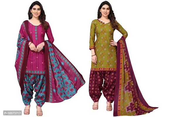 Stylish Women Cotton Printed Unstitched Dress Material (Combo of 2)