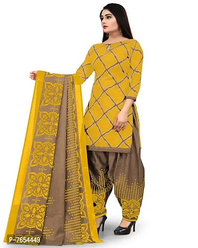 Rajnandini Women Yellow Cotton Printed Unstitched Salwar Suit Material-thumb3