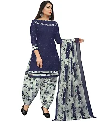 Rajnandini Women Navy Blue Cotton Printed Unstitched Salwar Suit Material-thumb2