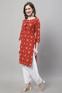 Elegant Red Cotton Printed Straight Kurta, Bottom And Dupatta Set For Women-thumb2