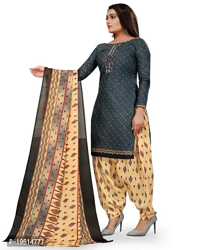 Elegant Grey Cotton Printed Dress Material With Dupatta For Women-thumb4