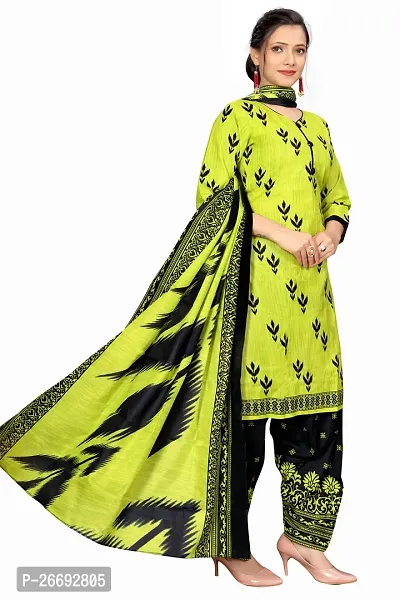 Beautiful Yellow Cotton Blend Kurta Bottom and Dupatta Set For Women-thumb2