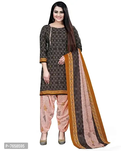 Rajnandini Women Brown Cotton Printed Unstitched Salwar Suit Material(Joplpdp1091)-thumb0