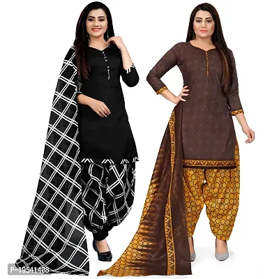 Rajnandini Multi-coloured Cotton Printed Unstitched Salwar Suit Material (Combo of 2)-thumb0