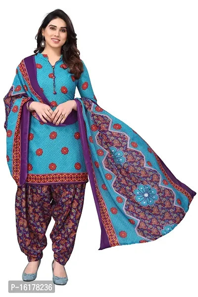 Rajnandini Womens Sky Blue Cotton Printed Unstitched Salwar Suit Material-thumb0