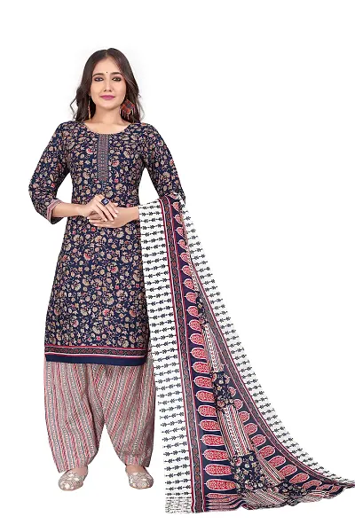 Stylish Cotton Blend Printed Unstitched Suit