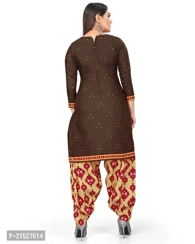 Rajnandini Brown Cotton Printed Dress Material with Dupatta-thumb2