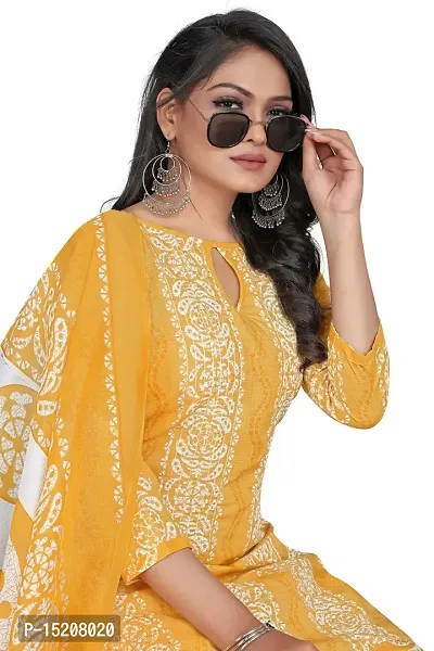 Rajnandini Women Peach Cotton Printed Unstitched Salwar Suit Material-thumb2