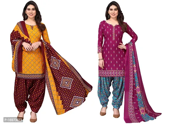 Stylish Women Cotton Printed Unstitched Dress Material (Combo of 2)