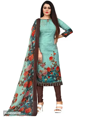 Beautiful Blue And Pista Green Cotton Printed Unstitched Salwar Suit Material For Women Combo of 2-thumb3